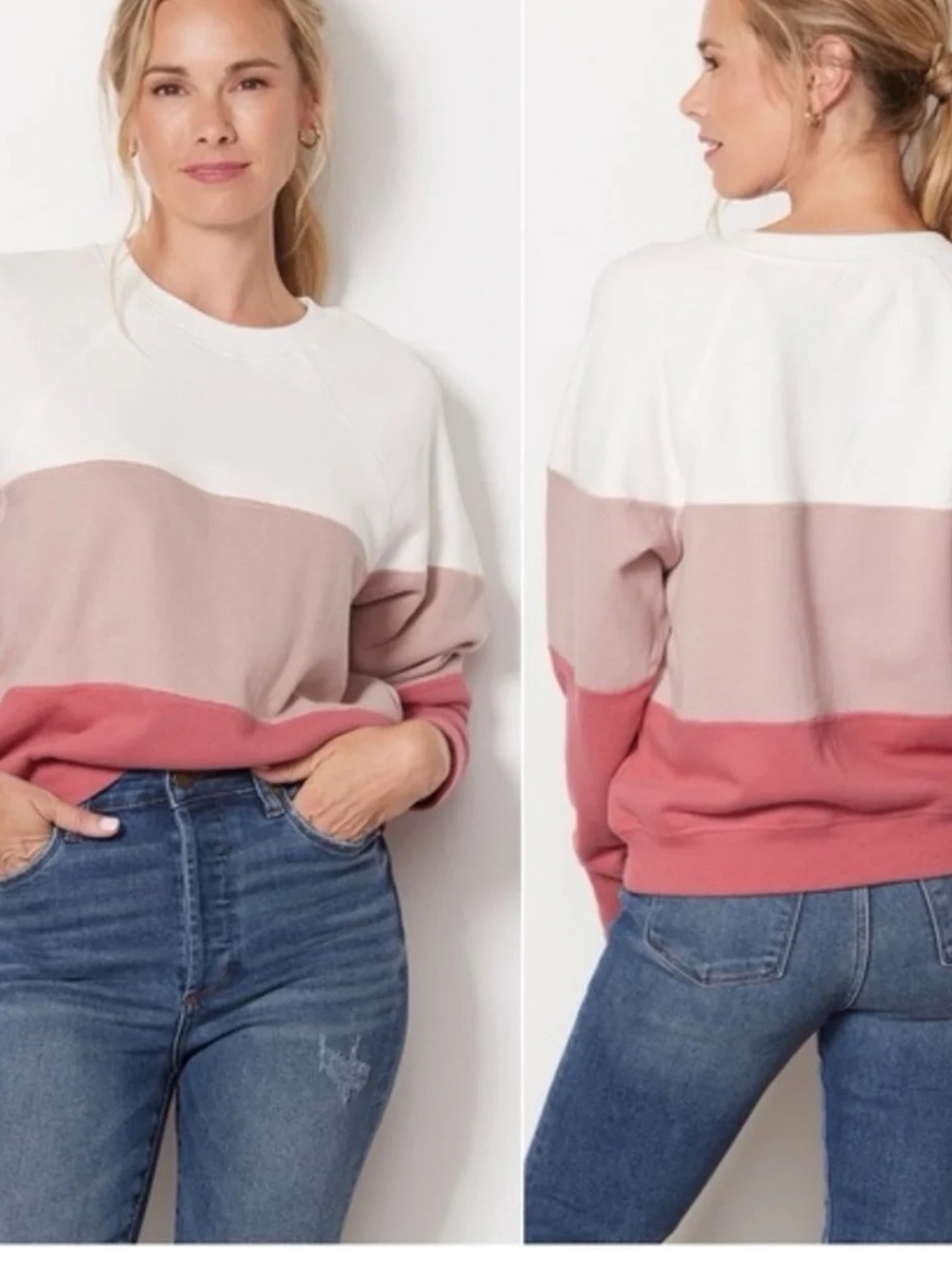 Spiritual Gangster Bridget raglan triblock crew pull over sweatshirt. Size small - Picture 5 of 15
